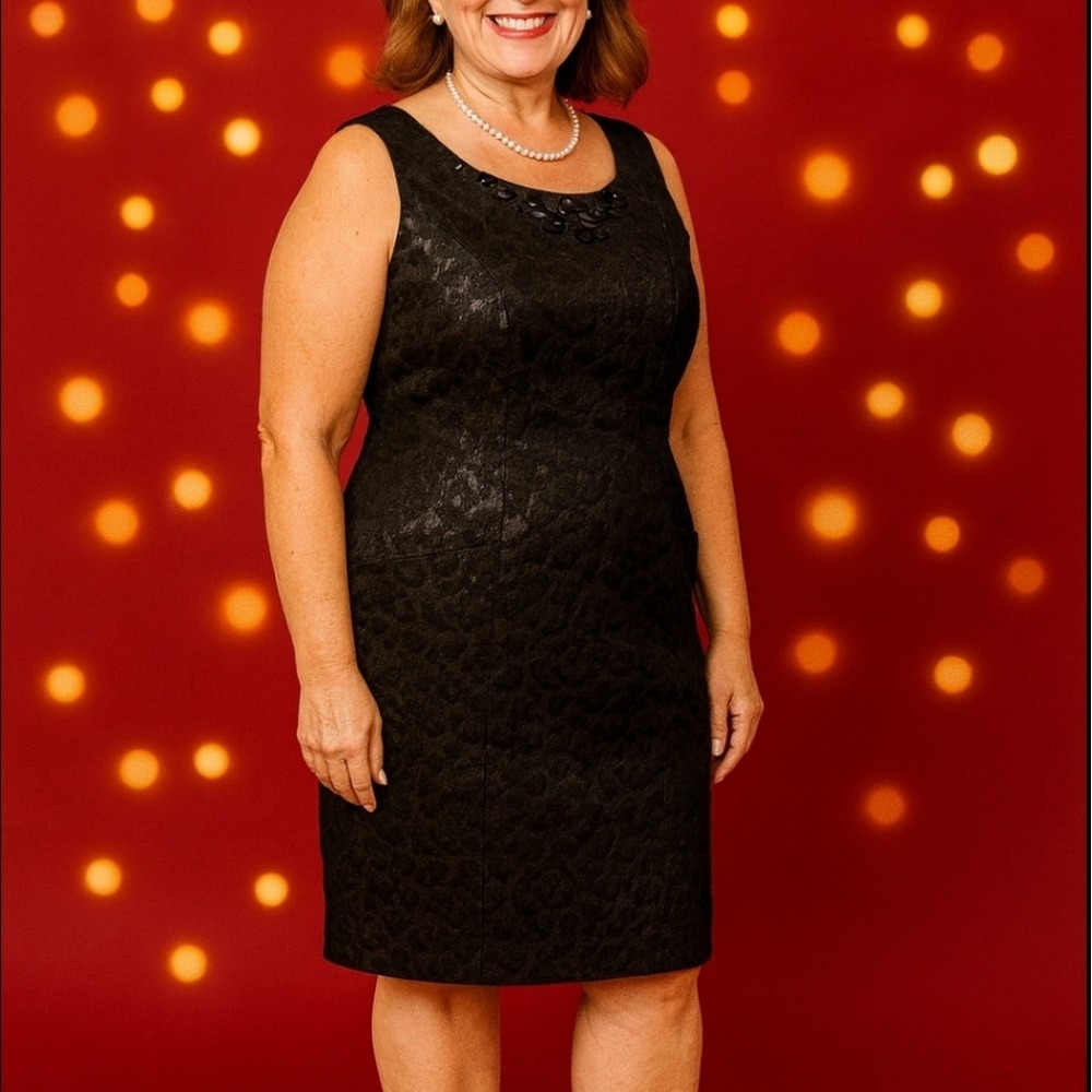 Dressbarn Collection Beaded Sheath sleeveless Black dress 10 Cocktail Wedding